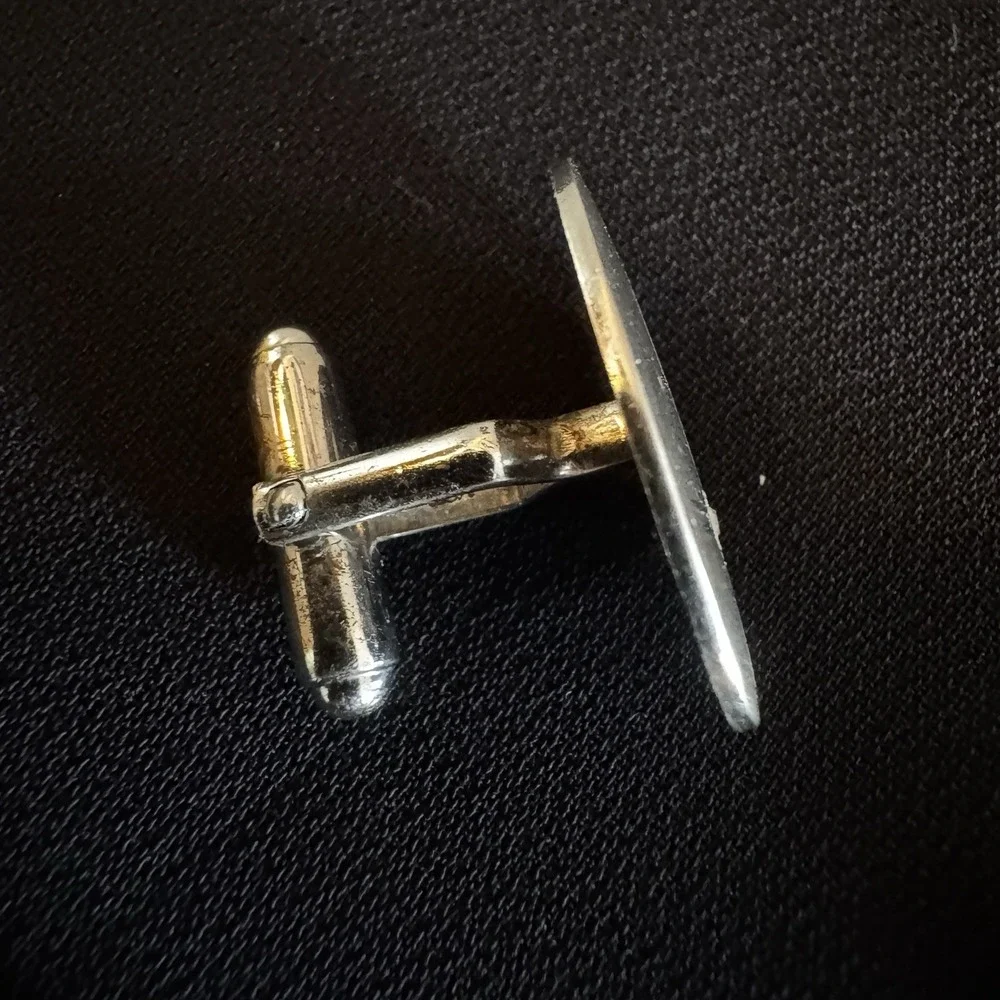 VTG‎ Anson Cufflinks And Tie Tack Sterling Silver And Diamond Cross Oval Shape